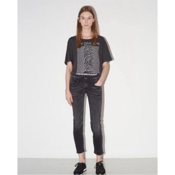 R13 Boy Skinny Jeans Orlon Black Gray Denim Size 28 Edgy Grunge Designer Italy - Picture 1 of 14